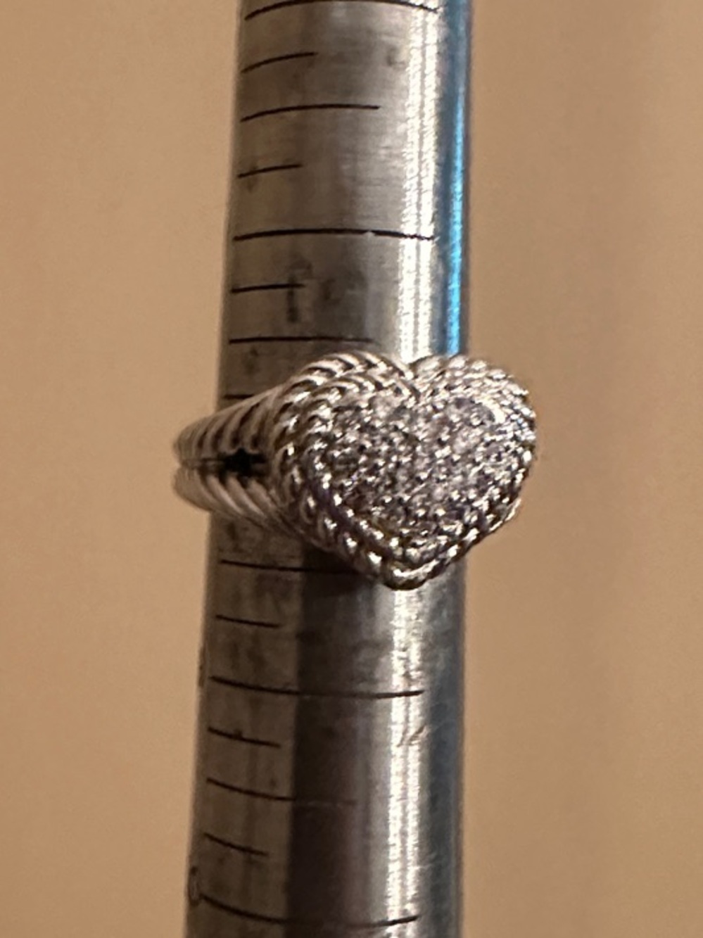 Judith Ripka Sterling Silver Heart Pavé Ring